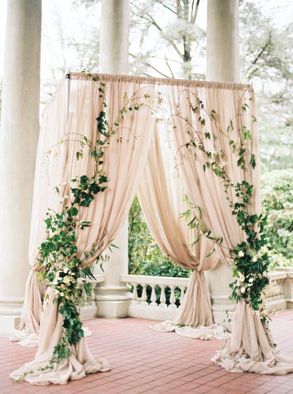 Wedding - Draped Blush Ceremony Arbor With Ivy