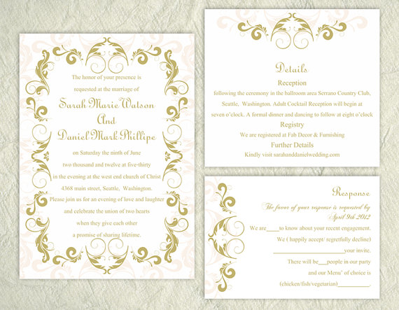 Свадьба - DIY Wedding Invitation Template Set Editable Text Word File Download Printable Green Invitation Olive Wedding Invitation Beige Invitations