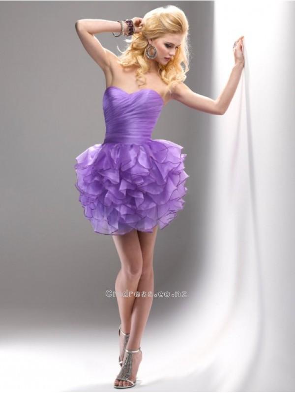 زفاف - Glamorous Empire Sweetheart Organza and Ruffle Mini-Length Prom DressSKU: PD00079-FL
