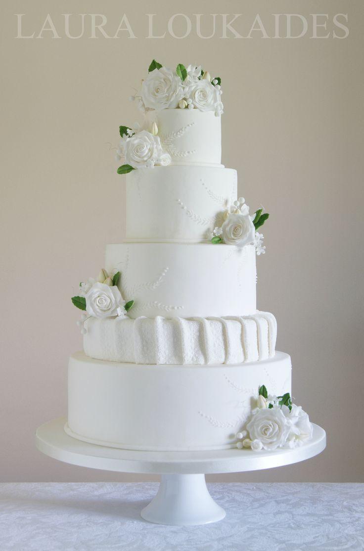 Hochzeit - White Roses Wedding Cake