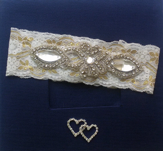 Hochzeit - Wedding Garter Set , Ivory Lace Garter Set, Bridal Leg Garter, Wedding Accessory, Bridal Accessory, Rhinestone Crystal Bridal Garter