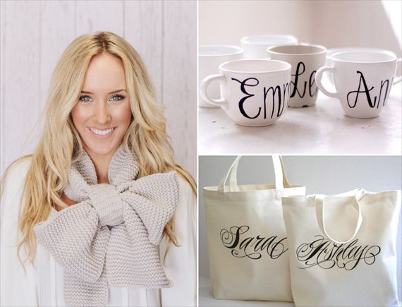 Mariage - Bridesmaid Gifts (scarf By Three Birds Nest, Mugs By Wanderlust, Totes By Paperflora Via Emmaline Bride)