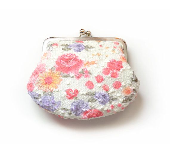 Свадьба - Bridesmaid Gift Custom Pink Roses Floral Print Wedding Shabby Your Lolis Creations Clutch Purse Personalized Bags