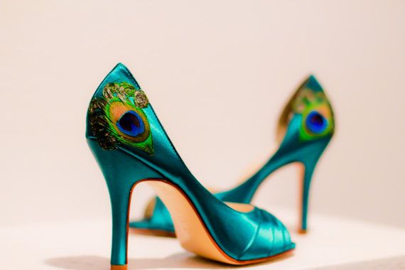 Hochzeit - Teal Satin Pleated Peep Toe Peacock Pumps ... ANY SIZE