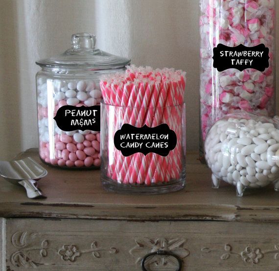 Hochzeit - Candy Buffet Label For Jars - Chalkboard Labels Medium- Mixed Set Of 18 - Chalkboard Labels For Weddings, Mason Jars, Candy Buffet Jars