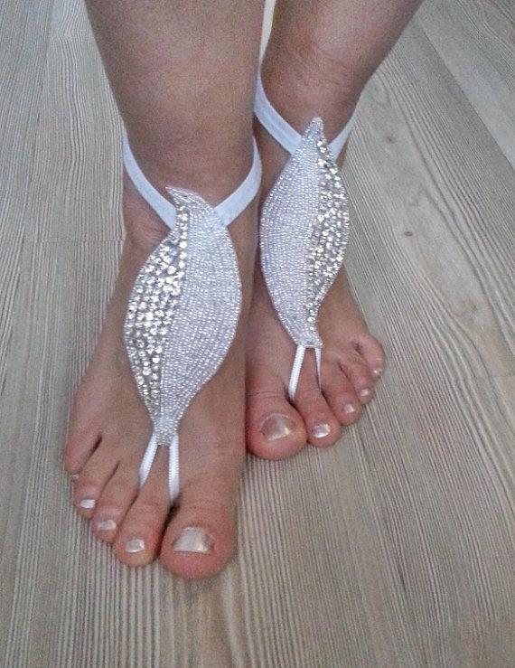 Mariage - FREE SHIP Beach wedding barefoot sandals, Bridal Jewelry Barefoot Sandals, Wedding Foot Jewelry Anklet Rhinestone Barefoot Sandles