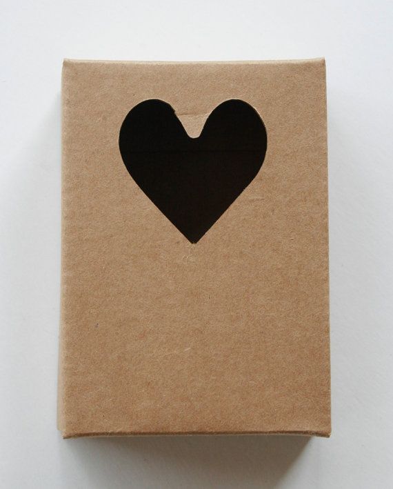 زفاف - Heavy Kraft Cardboard Boxes Set Of 6 - Heart Cut Out - Perfect Size For GIfts Or Packaging Valentines