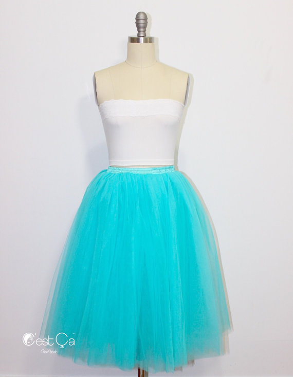 زفاف - Cassie - Mint Blue Tulle Skirt, Sea Foam Tulle Skirt, 6-Layers Puffy Princess Tutu, Adult Tutu, Plus Size Tulle Skirt
