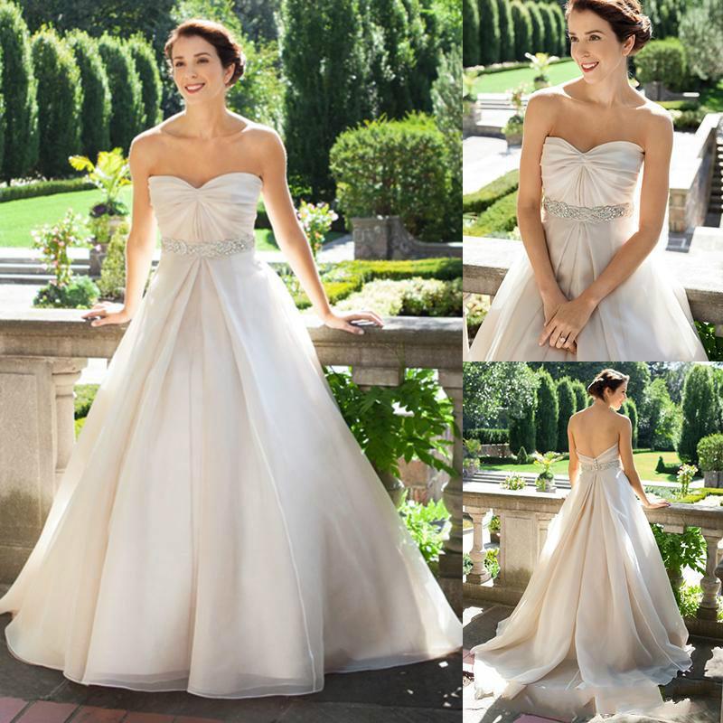 Mariage - Stunning Organza 2016 Wedding Dresses Ivory A Line Beaded Sash Sweetheart Bridal Ball Gowns Chapel Train Vestido De Novia Sleeveless Spring Online with $124.61/Piece on Hjklp88's Store 