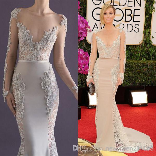 Mariage - Paolo Sebastian Dress 2014 New Catt Sadler Crystal Long Sleeve Evening Ball Gowns Cheap Sexy Stain Celebrity Dresses Red Carpet Bling V Neck Online with $88.47/Piece on New-open201088's Store 