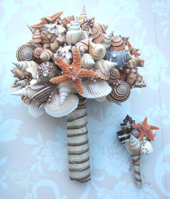 زفاف - Made To Order Custom Details Bridal Bouquet Of Shells (Sandy Sugar Style). FULL PAYMENT