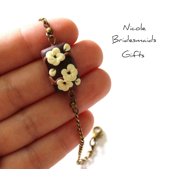 Hochzeit - Brown Vanilla Caramel Bracelet by Nicole Bridesmaids Gifts