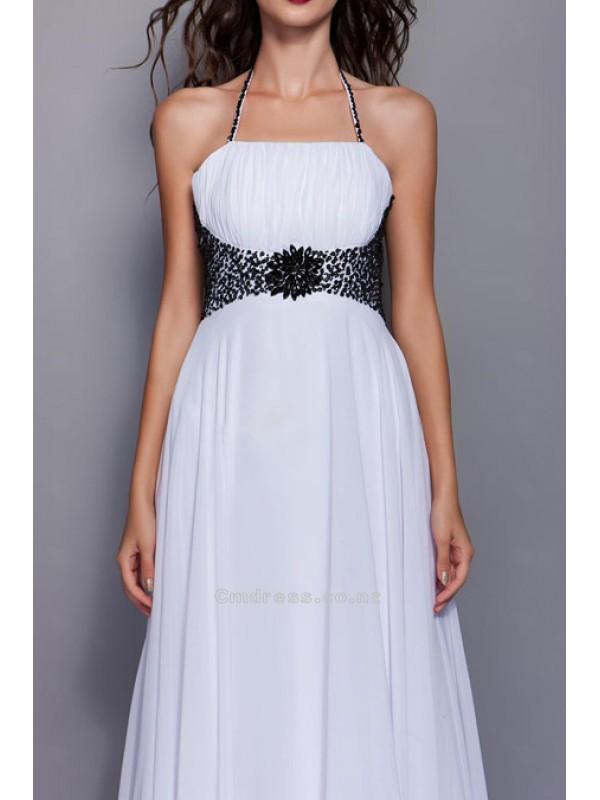زفاف - Glamorous A-line Halter Floor-length Chiffon Evening DressSKU: SAL1865-TB