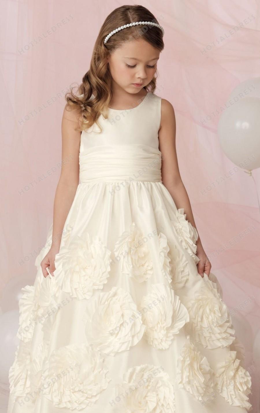 Mariage - White Dress With Rosettes From Jordan Sweet Beginnings L608