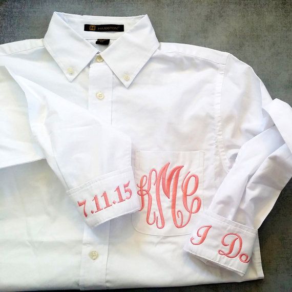 زفاف - Monogrammed Button Down Oxford Bridal Shirt
