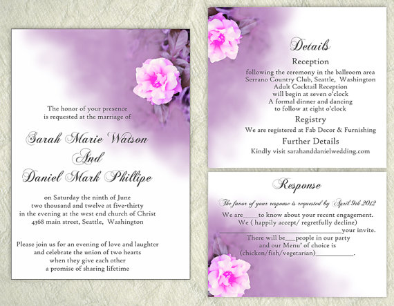 DIY Wedding Invitation Template Set Editable Word File ...