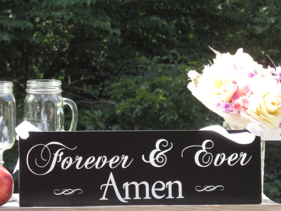 Hochzeit - Forever & Ever Amen" © / Ring Bearer Flower Girl Sign / Painted Solid Wood / Wedding Sign / Hung by Ribbon / Wristlet / Handmade Photo Prop