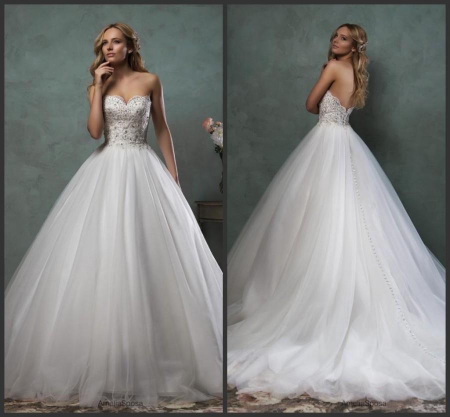 Wedding - Best Selling Sweetheart 2016 Amelia Sposa Wedding Dresses With Beads Applique Lace Tulle Vintage Bridal Gowns Chapel Train Wedding Ball Online with $124.53/Piece on Hjklp88's Store 