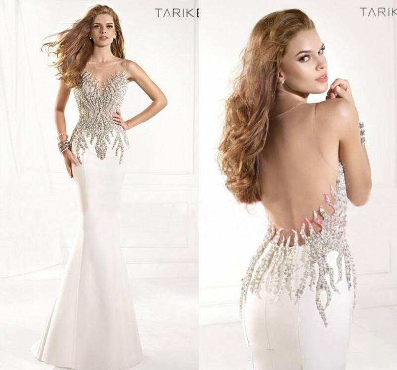 Wedding - Sexy Sheer Tarik Ediz Evening Dresses Formal 2016 Gowns Illusion Crystals Rhinestone Backless Mermaid Pageant Long Party Prom Dresses Online with $115.3/Piece on Hjklp88's Store 