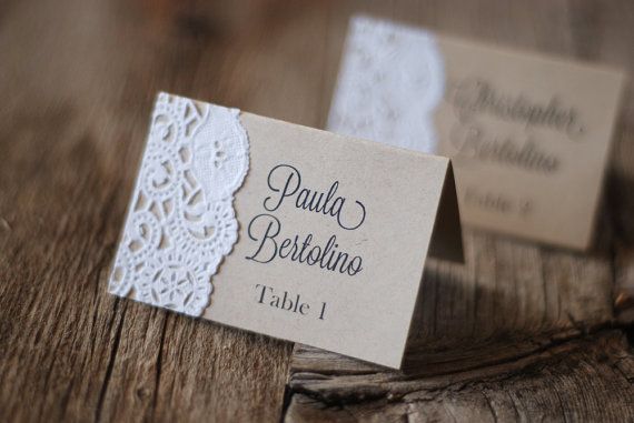 Mariage - Handmade Rustic Tented Table Place Card Setting - Custom - Escort Card - Shabby Chic - Vintage Burlap & Lace - Gift Tag Or Label - Thank You