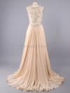 Mariage - Canada A-line Floor-length Chiffon Tulle Scoop Neck Beading Prom Dresses