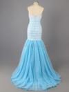 Mariage - Canada Trumpet/Mermaid Sweep Train Tulle Strapless Lace Prom Dresses