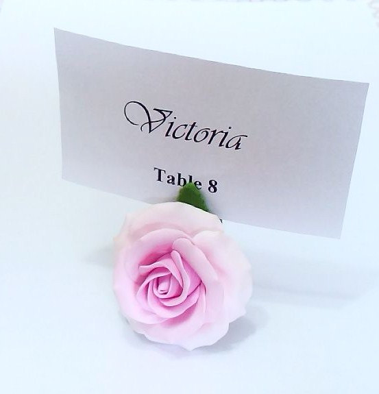 Hochzeit - Place Card Holders Roses, Table of Table Decor, Wedding - handmade from polymer clay set 20