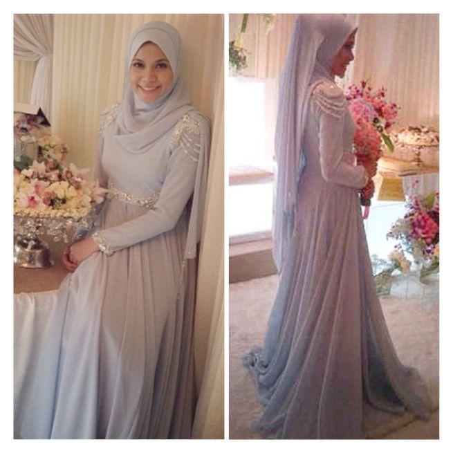 زفاف - Elegant Chiffon Muslim Wedding Dressses 2015 Long Sleeve High Neckline A Line Islamic Bridal Ball Gowns Dresses With Crystal Beaded Dress Online with $129.06/Piece on Hjklp88's Store 