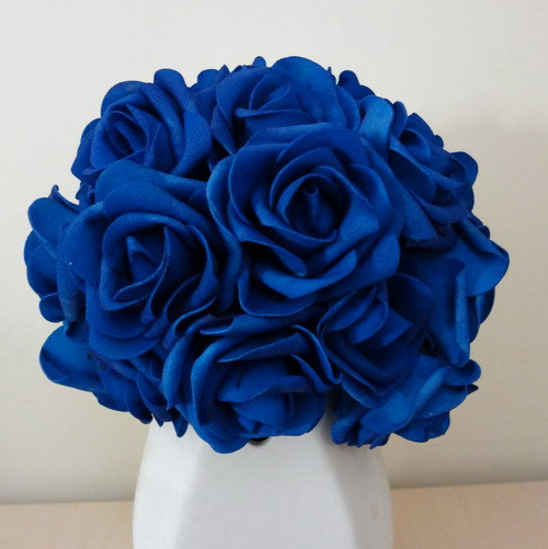 زفاف - 100 pcs Royal Blue Wedding Arrangement Flowers Artificial Foam Rose Head Diameter 3" For Bridal Bouquet Table Centerpiece