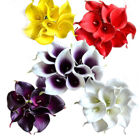 زفاف - Latex PU Calla Lily Bridal Bouquet Mini Calla Lilies Bridesmaid Bouquet Wedding Decor Table Centerpiece