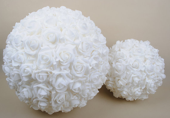 Wedding - 9" Wedding Ceremony Decorations Foam Roses Kissing Ball Pomanders Crystal Flower Balls For Wedding