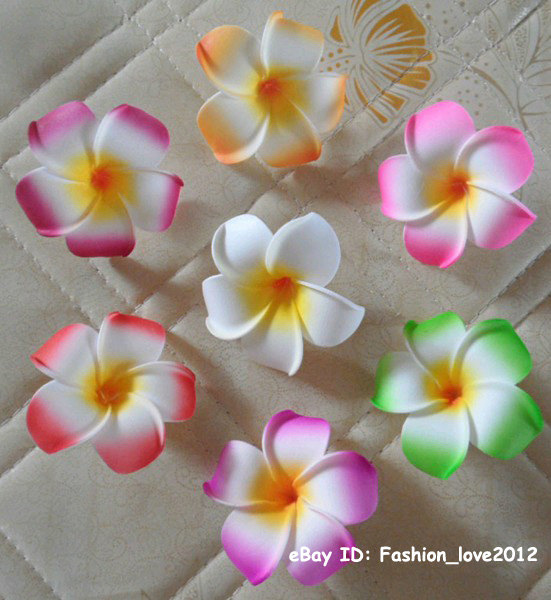Wedding - 10pcs Dia 9cm Hawaiian Foam flowers Frangipani Plumeria Hawaiian Flowers For Hair Clips Beach Wedding Decor