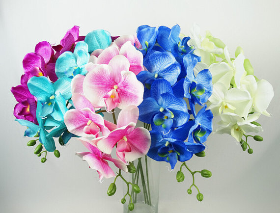 زفاف - 5 pcs Life Size Phalaenopsis Silk Orchids For Wedding Table Centerpieces Home Decor Butterfly Orchid Flowers