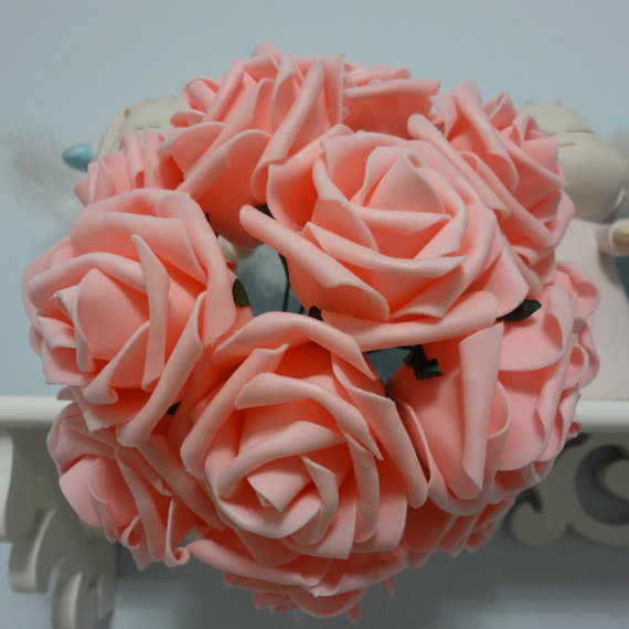 زفاف - 100pcs Peach Pink Wedding Flowers Fake Roses Dia 8cm For Table Centerpieces Wedding Bridal Bouquet Decorations