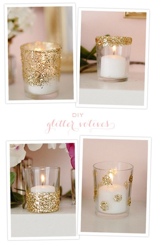 Hochzeit - Planning My Dream Wedding, That I Will Never Be Able To Afford / Pretty DIY Glitter Votives!
