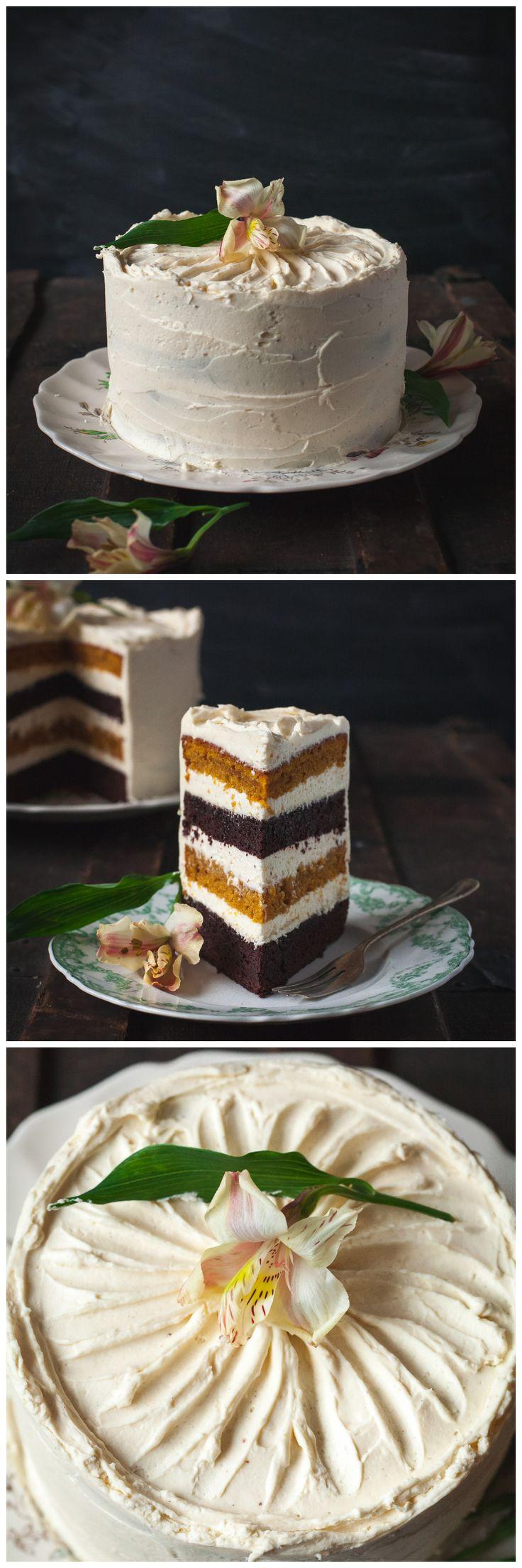 Mariage - Spiced Pumpkin And Chocolate Cake With Maple Cinnamon Mascarpone Frosting