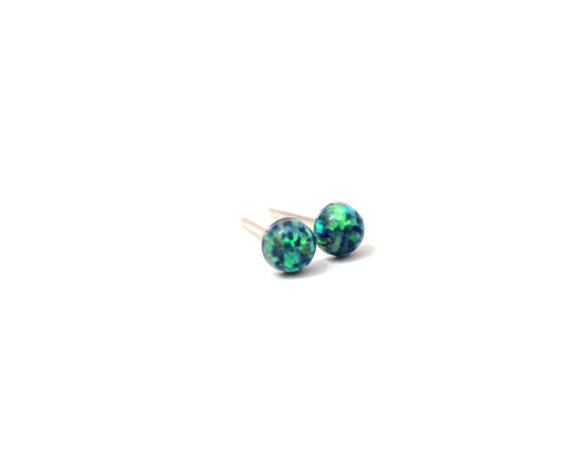 Hochzeit - Opal Stud earrings, Emerald green opal stud earrings, Post earrings with opal stone, Everyday earrings,Christmas gift,Gift