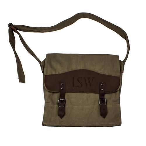 Hochzeit - Personalized Canvas   Leather Men's Messenger Bag