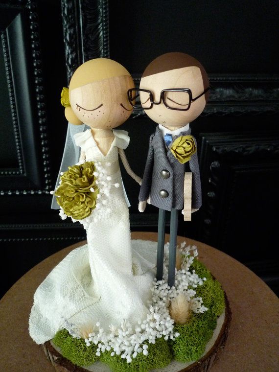 Wedding - Wedding Cake Topper With Custom Wedding Dress - Custom Keepsake By MilkTea