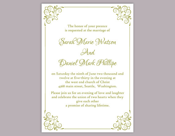 Свадьба - DIY Wedding Invitation Template Editable Word File Instant Download Elegant Printable Invitation Green Wedding Invitation Floral Invitation