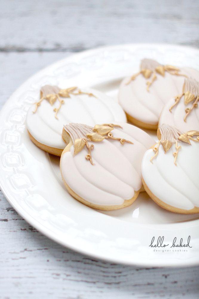 Wedding - Gilded Pumpkin Cookies - Hello Baked