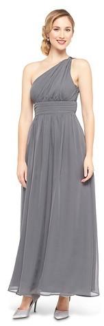 Wedding - Tevolio Women's Plus Size Chiffon One Shoulder Maxi Bridesmaid Dress Quartz Gray 18W