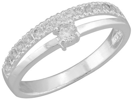 زفاف - Women's Silver Plated Cubic Zirconia Bridal Band Ring (6)