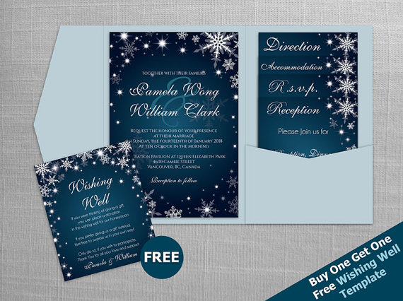 Wedding - DIY Printable Wedding Pocket Fold Invitation Set A7 5 x 7 