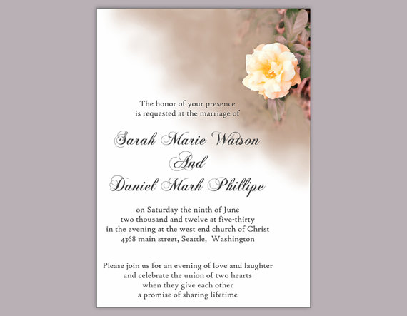 Wedding - DIY Wedding Invitation Template Editable Word File Instant Download Printable Floral Invitation Rose Wedding Invitation Peach Invitation