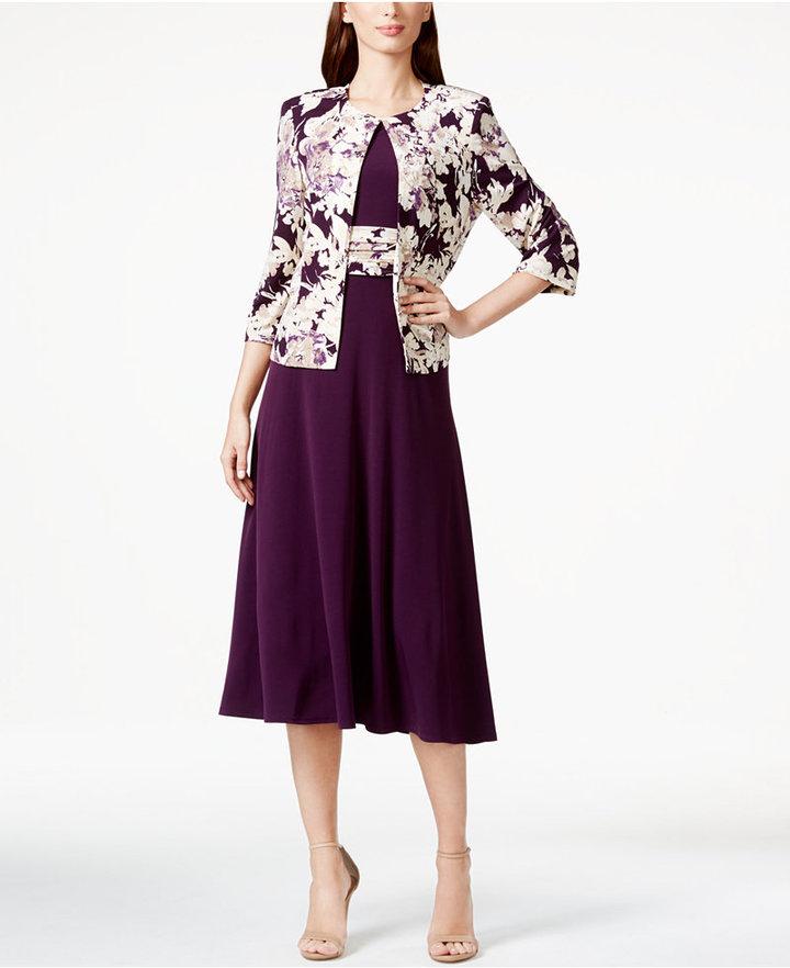 Mariage - Jessica Howard Floral-Print Tea-Length Jacket and Dress