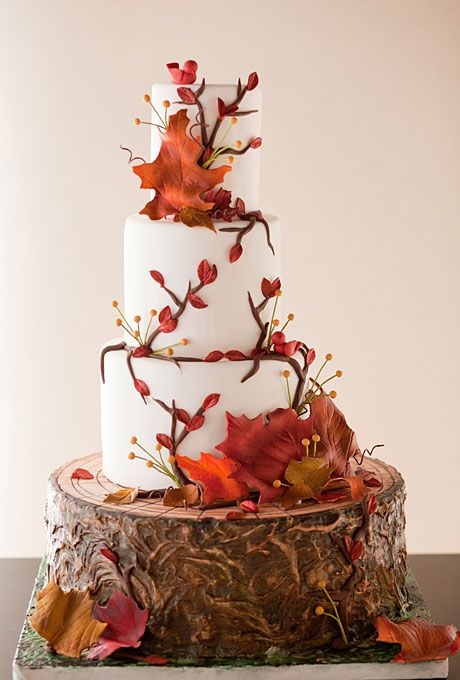 Hochzeit - Rustic Fall-Inspired Wedding Cake - Rustic Fall-Inspired Wedding Cake