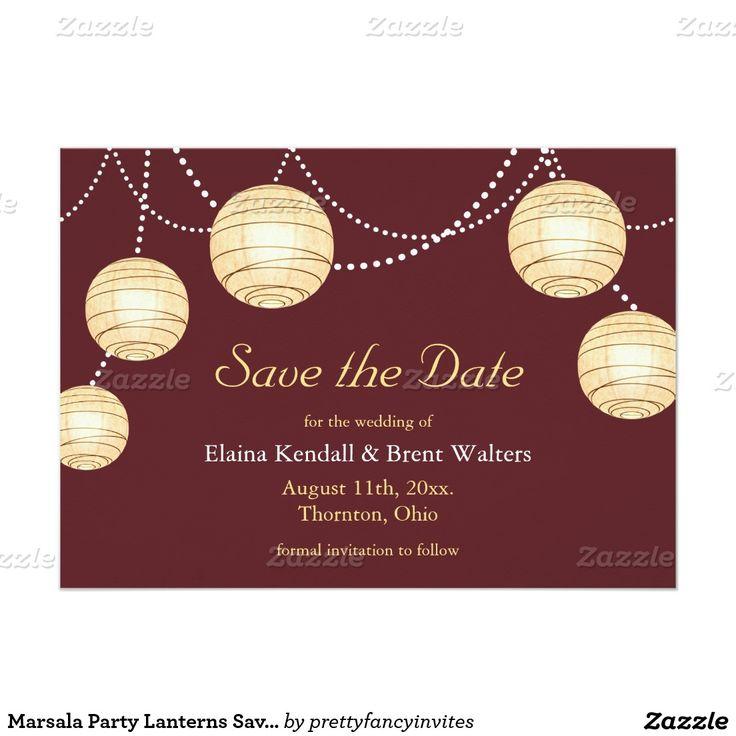 زفاف - Marsala Party Lanterns Save The Date Invitation