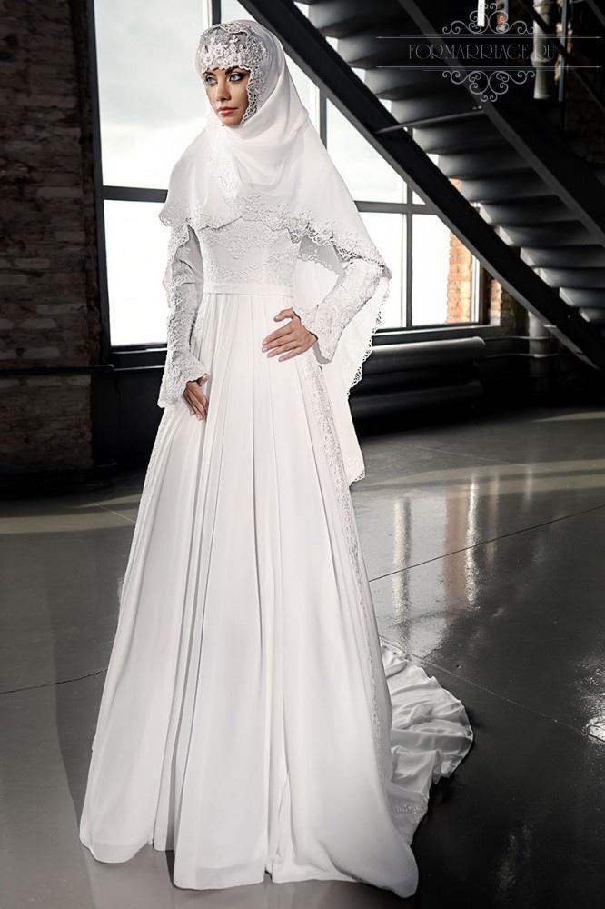 Hochzeit - Exquisite High Neck 2016 Muslim Wedding Dresses With Long Sleeve Satin Arbic Lace Applique A Line Winter Bridal Ball Gowns Sweep Train Online with $124.61/Piece on Hjklp88's Store 