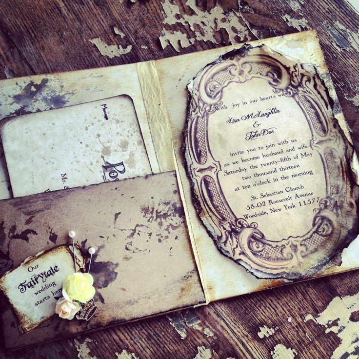 Mariage - Pocketfold Invitations Fairytale Wedding Invitation Vintage Book Invitations